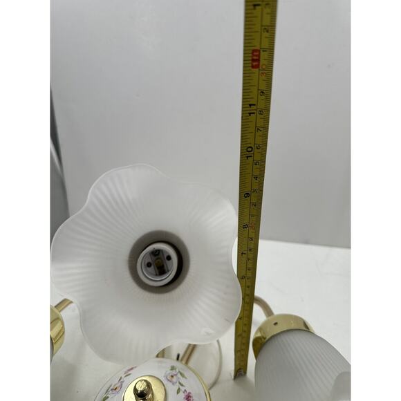 Victorian Underwriters 3 Arm Tulip Light Wall Sconce Lamp Floral Porcelain VTG - Picture 7 of 16